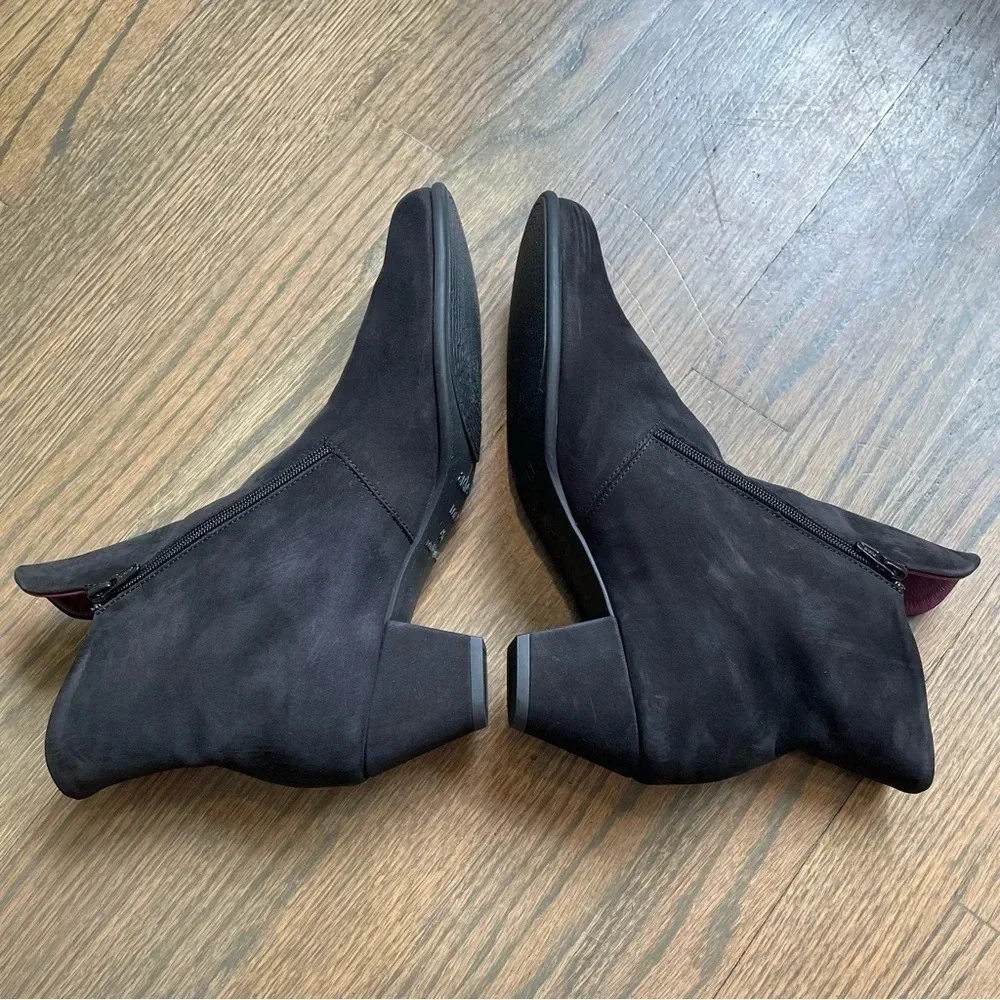 Arche Black Suede Heeled Booties Made in France size 40 or US 9